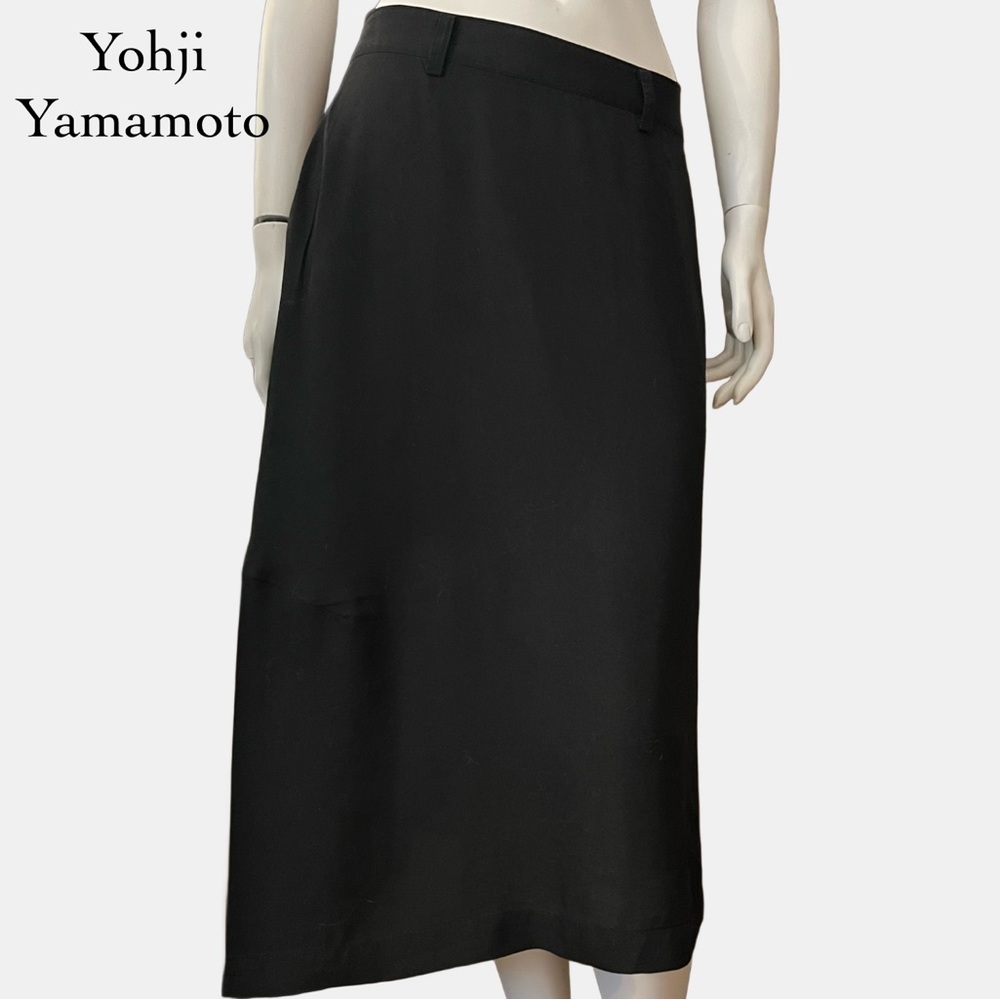 🎉HOST PICK♥️Yohji Yamamoto Skirt Black Asymmetric Silk Blend Midi